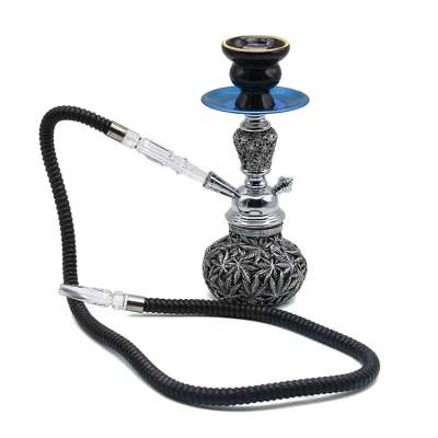 Unique Hookahs Hemp leaves Style Resin Hookah Pipe 1 Hose Gift Box Cheap Nargile Shisha EKJ H1004