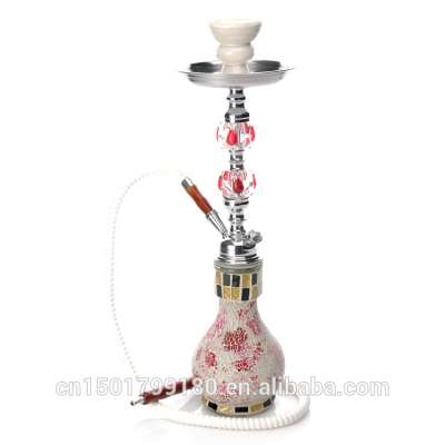 White Flowers Glass Hookah 2 Hose for Sale 49CM Height Middle Size Wholesale Shisha EKJ H1006