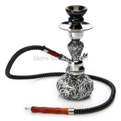 EKJ Hot Selling Hemp Leaf Hookah 27cm Weed Smoking Water Pipe Accessories Metal Resin Shisha